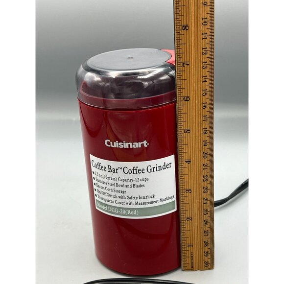Cuisinart Coffee Bar Coffee Grinder Red Model DCG-20NR Stainless Blades & Bowl - Picture 4 of 13